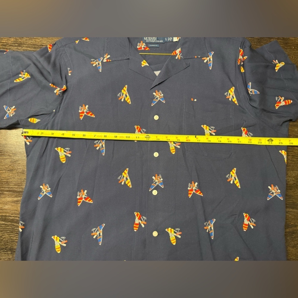 Polo Ralph Lauren Navy Camp Shirt with Colorful Espadrille AOP Print - Picture 4 of 4